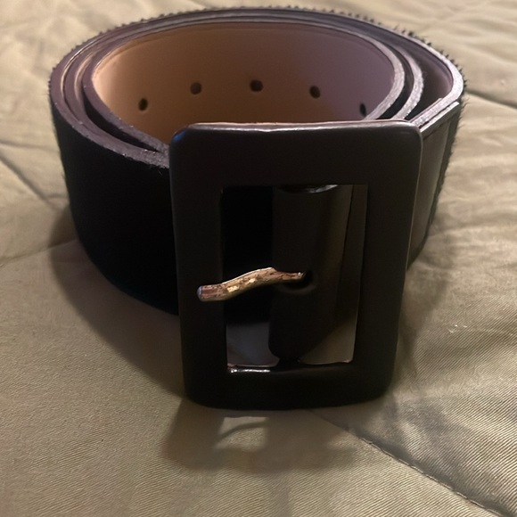 Calvin Klein FUR Vintage black pony hair wide belt size Large - Picture 1 of 13